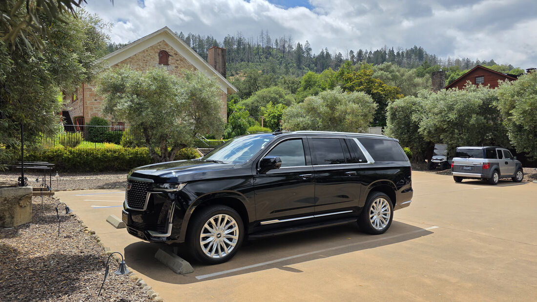 SFDRIVEN Cadillac Escalade parked at a Napa Valley estate